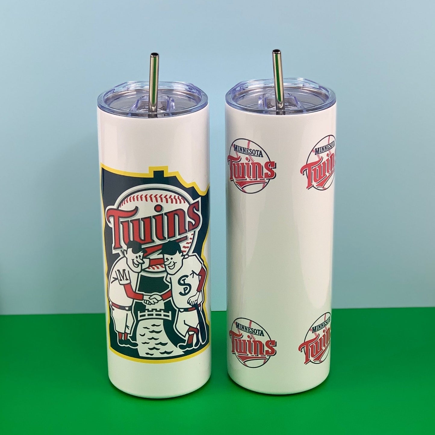 Minnie & Paul characters on twins tumbler