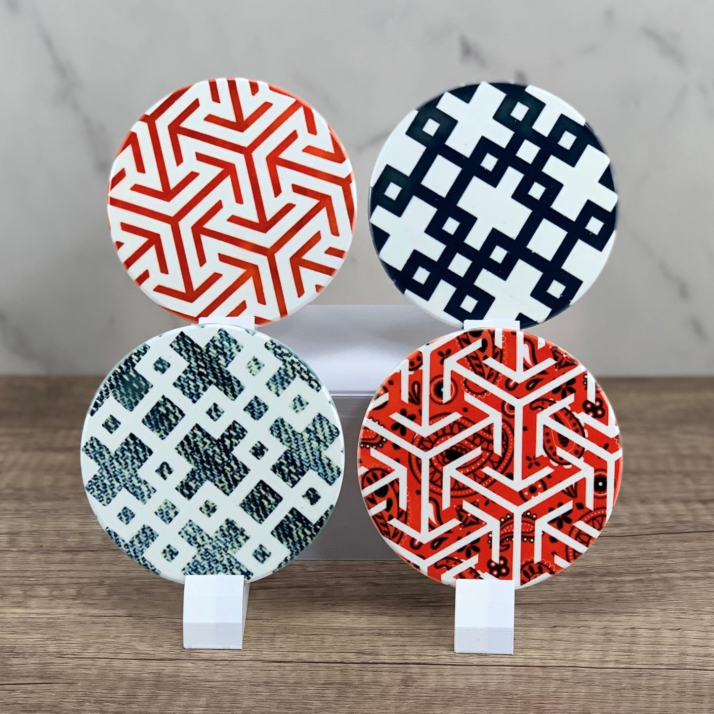 Denim and paisley assorted prints coaster set