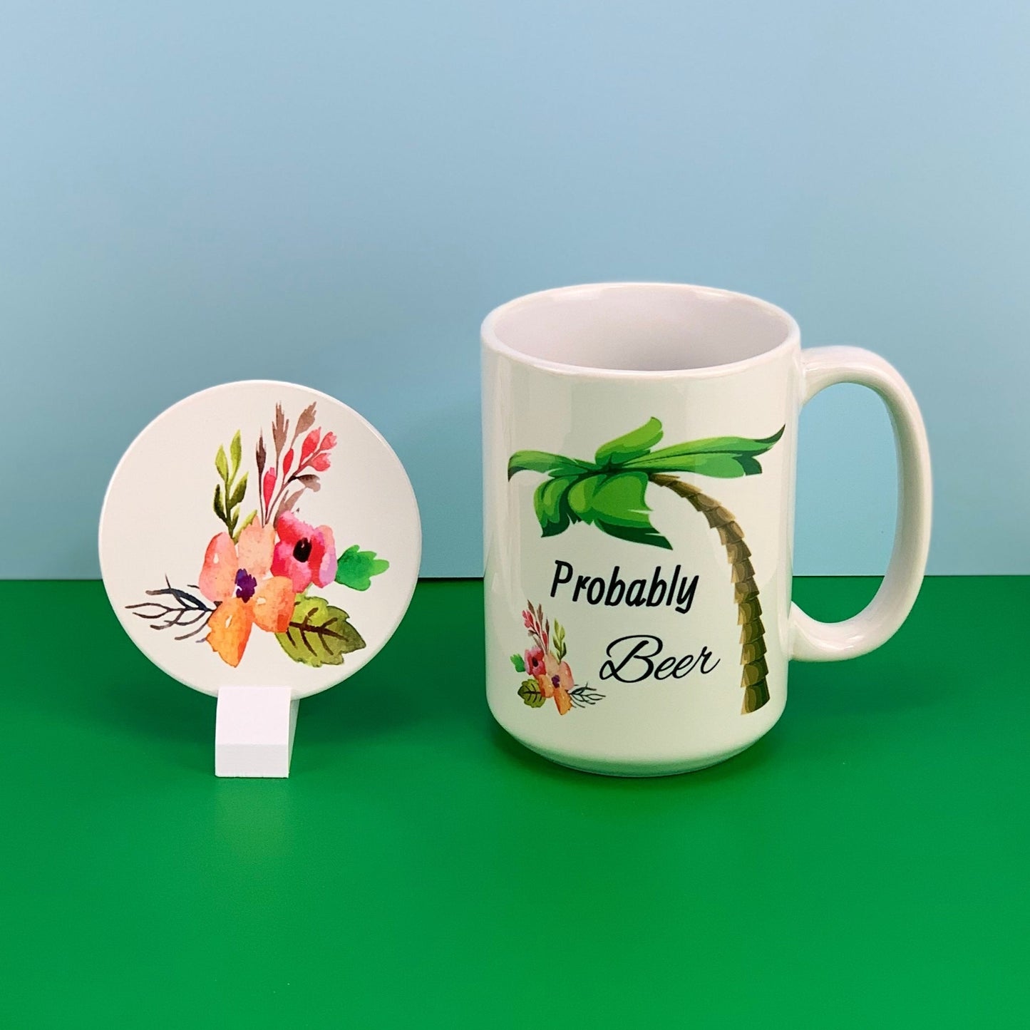 Probably beer mug and coaster set