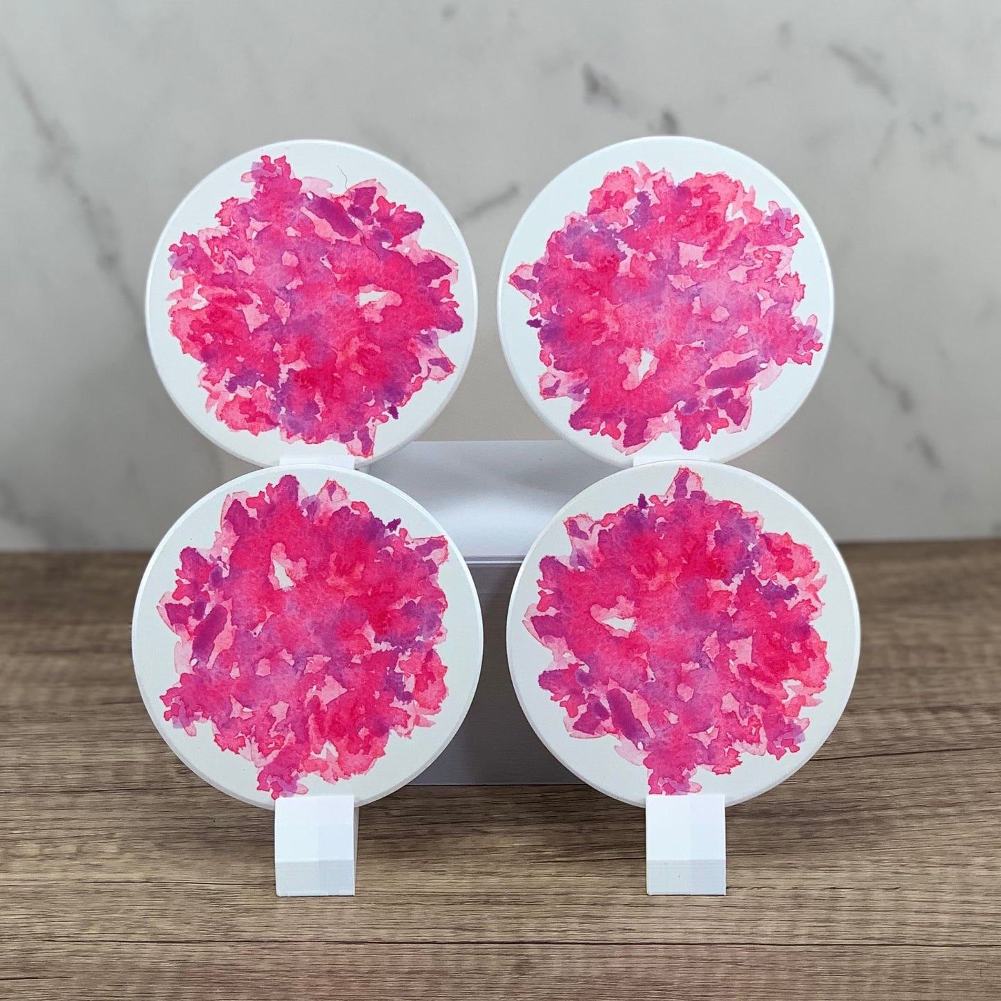 Red and pink blush coaster set