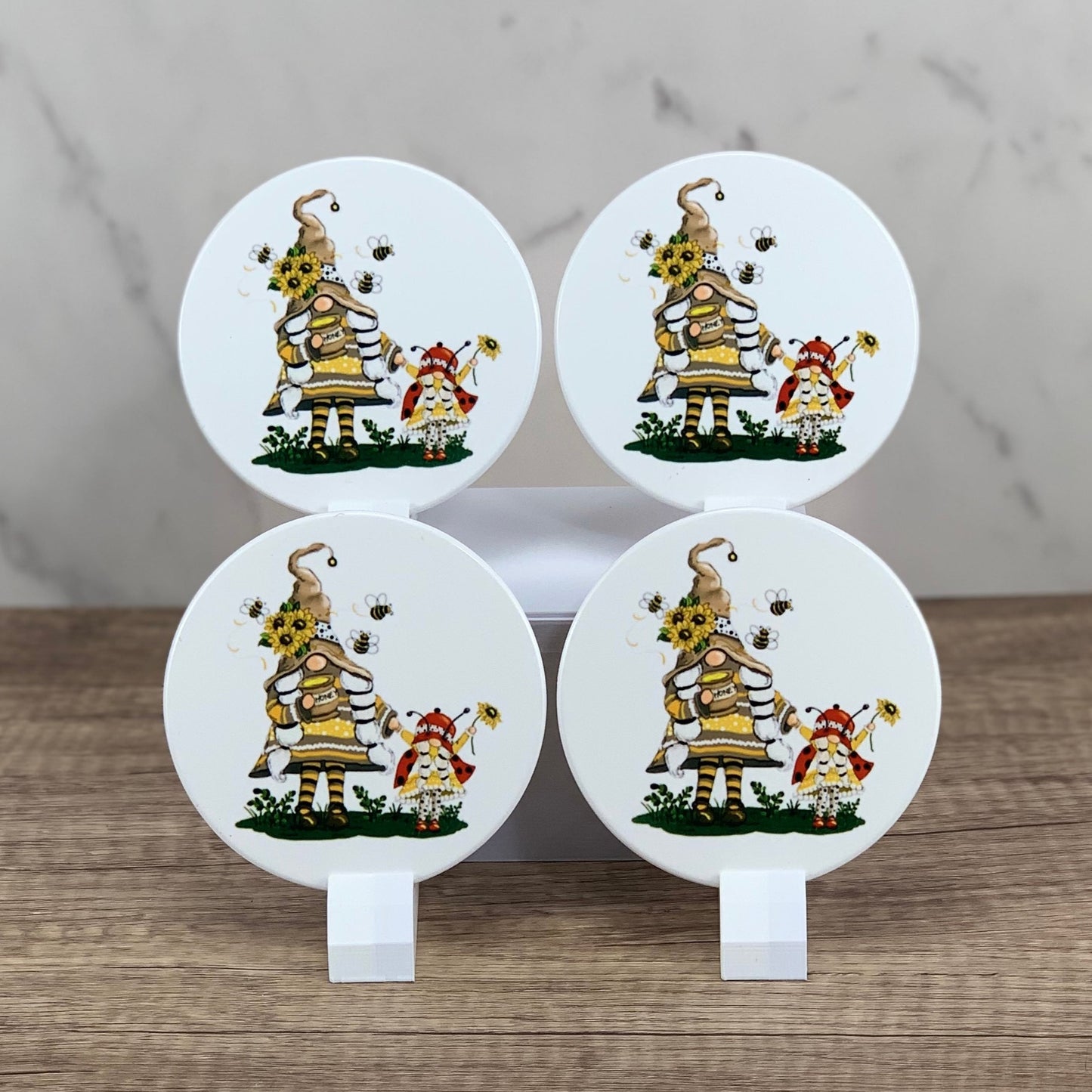 Mom and child gnome coaster set