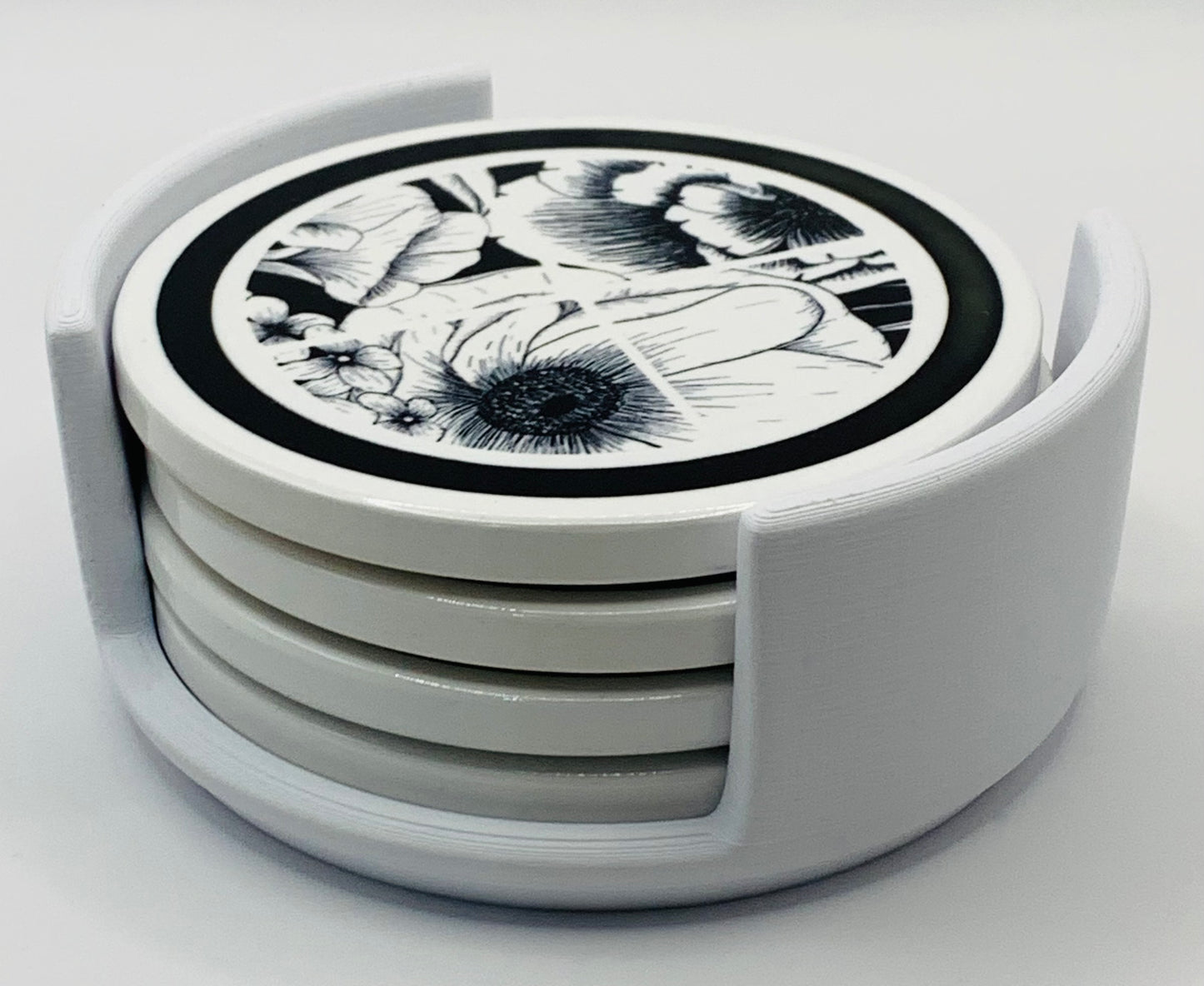 black floral white holder