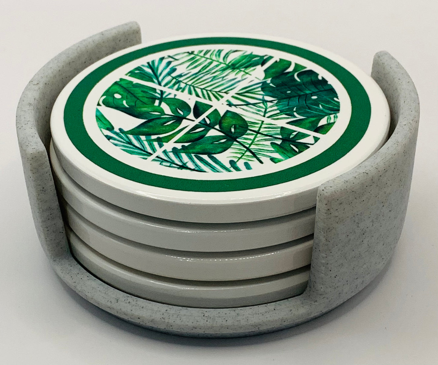 green leaf stone holder