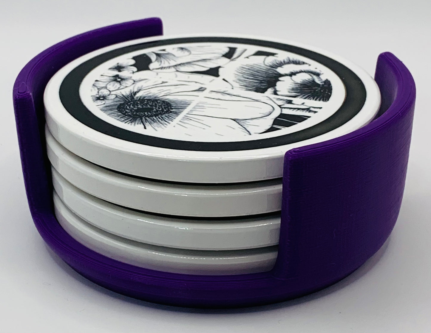 black floral purple holder