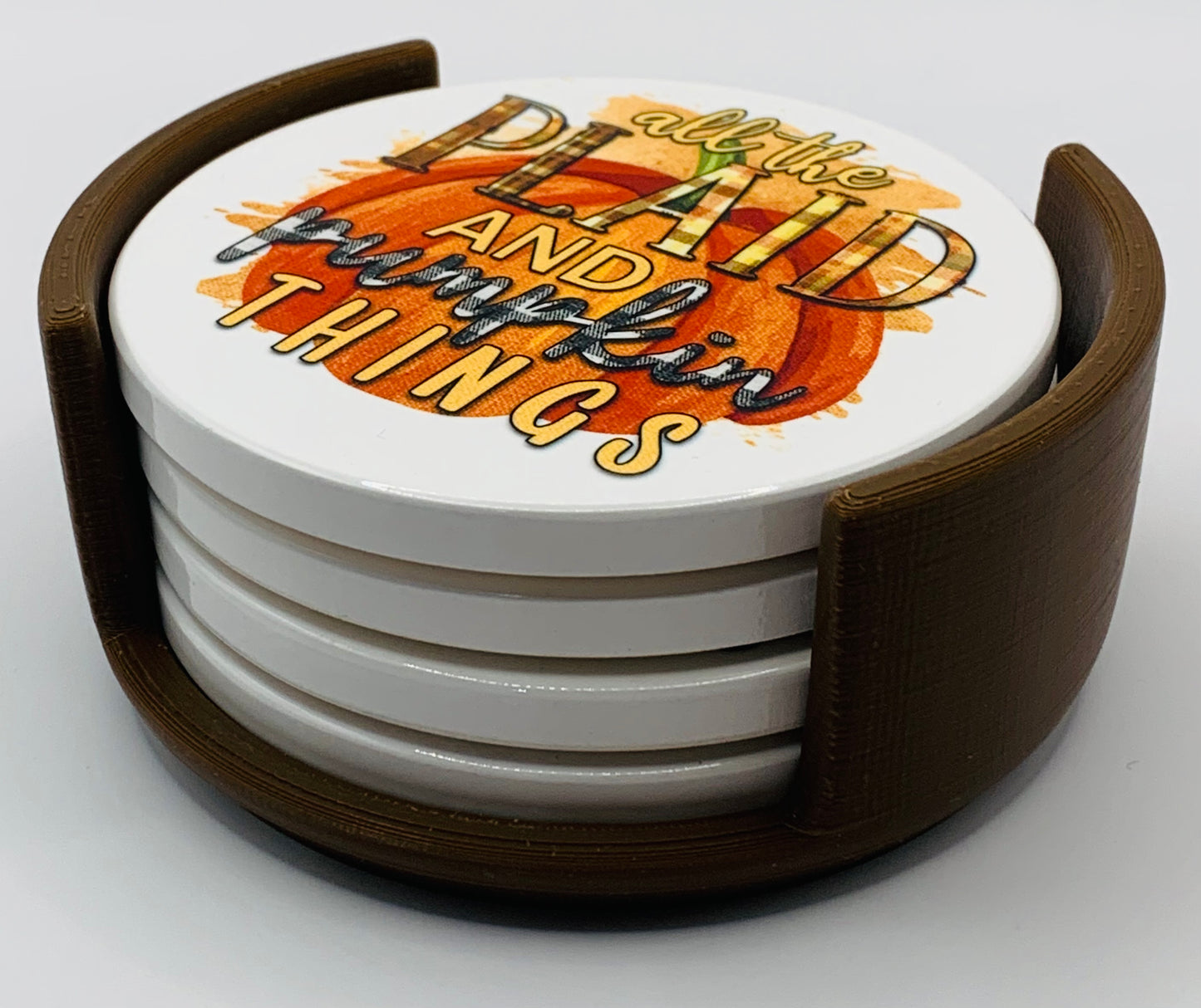 plaid/pumpkin brown holder