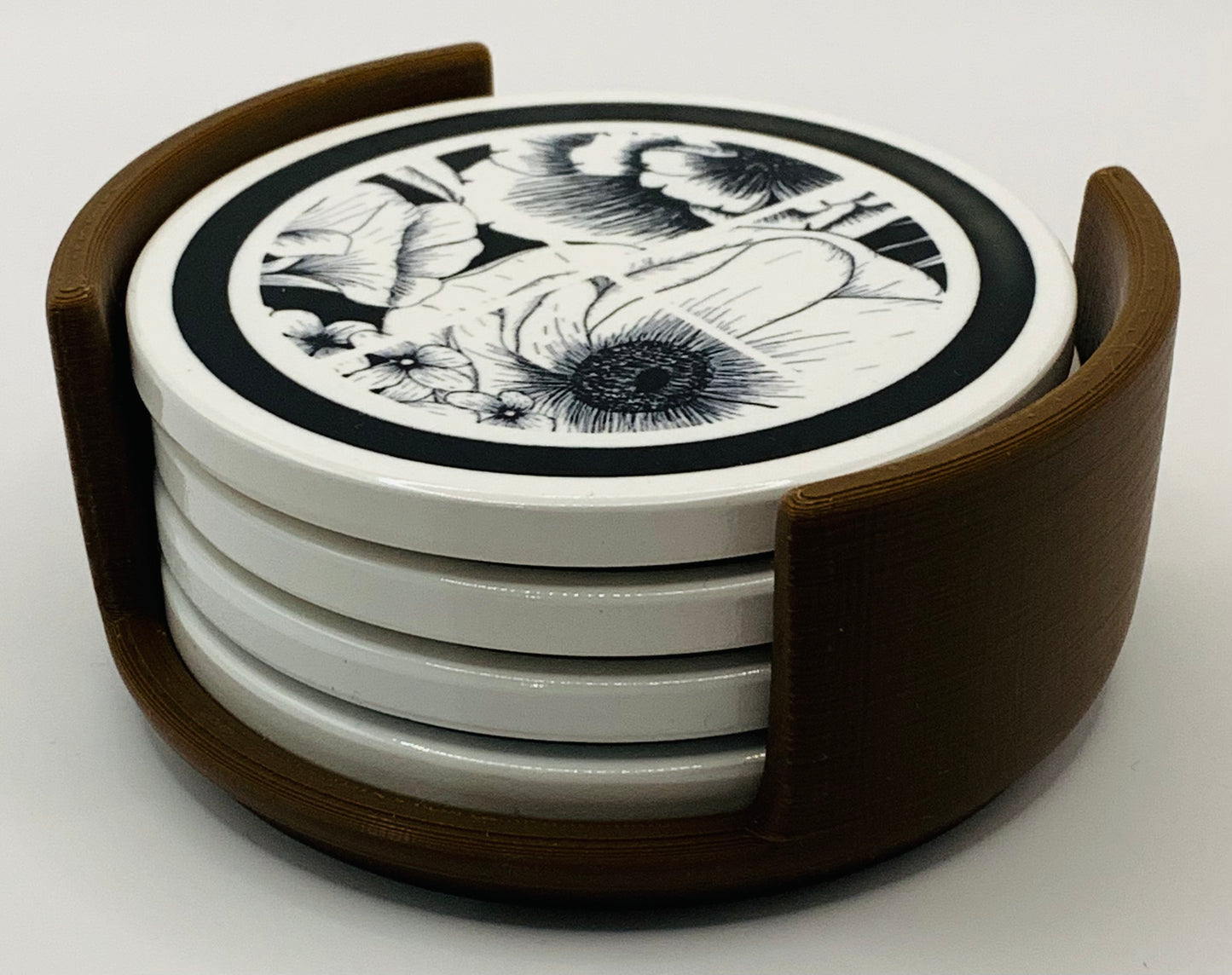 black floral brown holder
