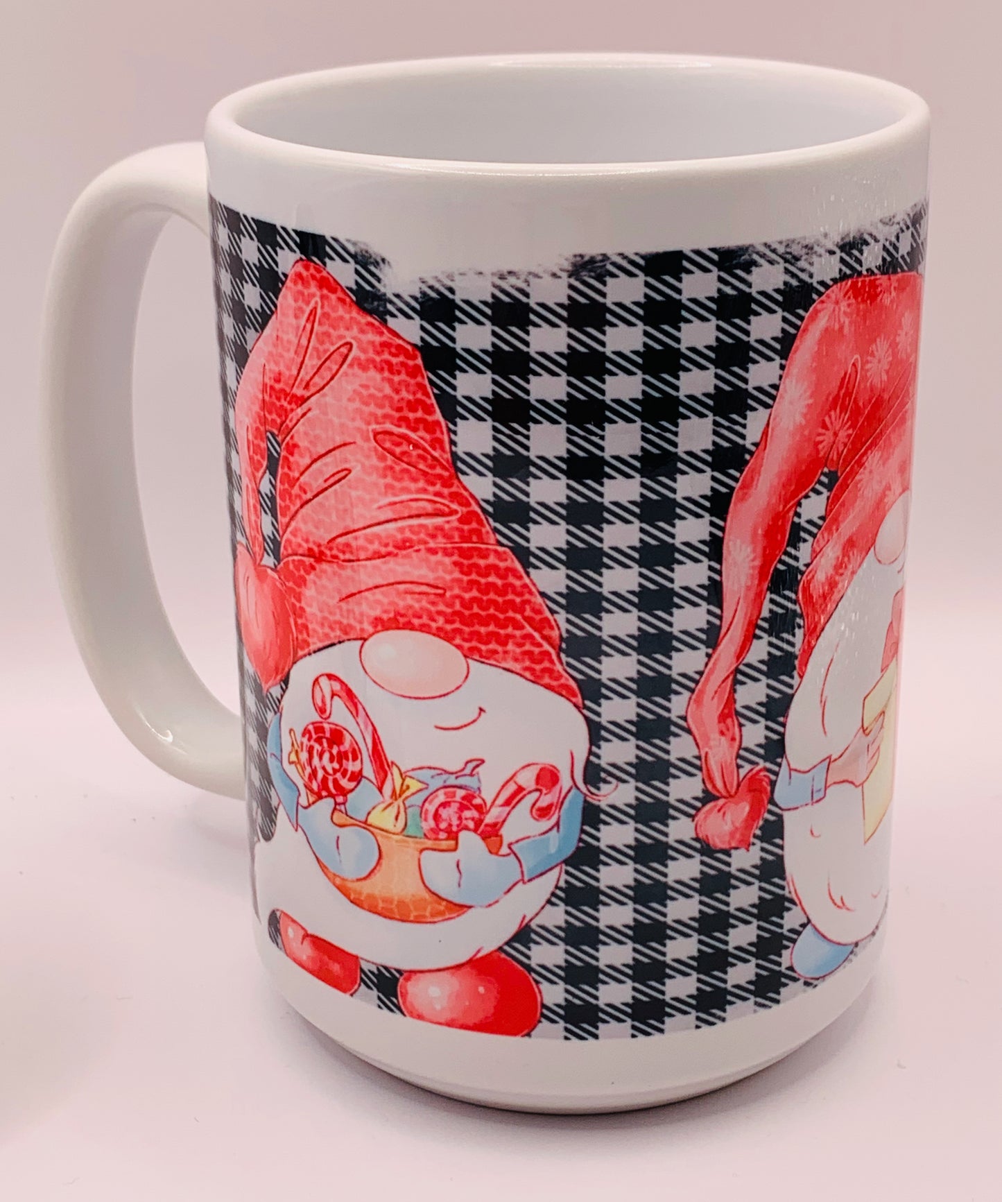 Christmas Gnome Black Plaid Mug