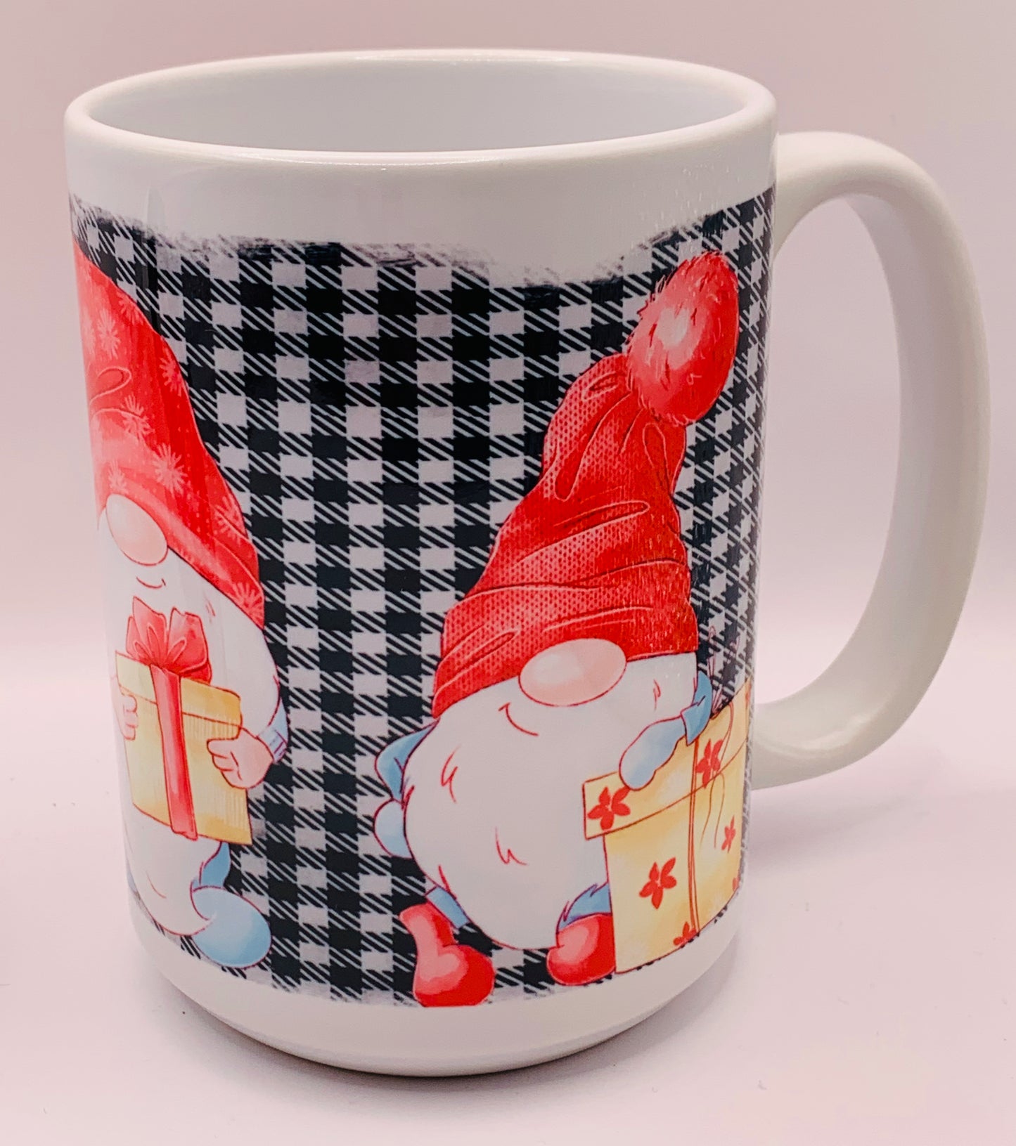 Christmas Gnome Black Plaid Mug
