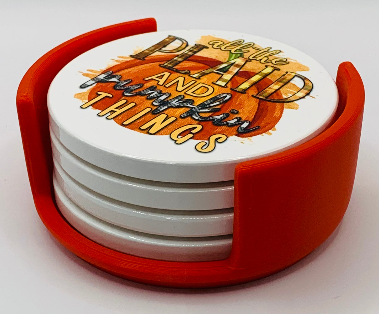 plaid/pumpkin red holder