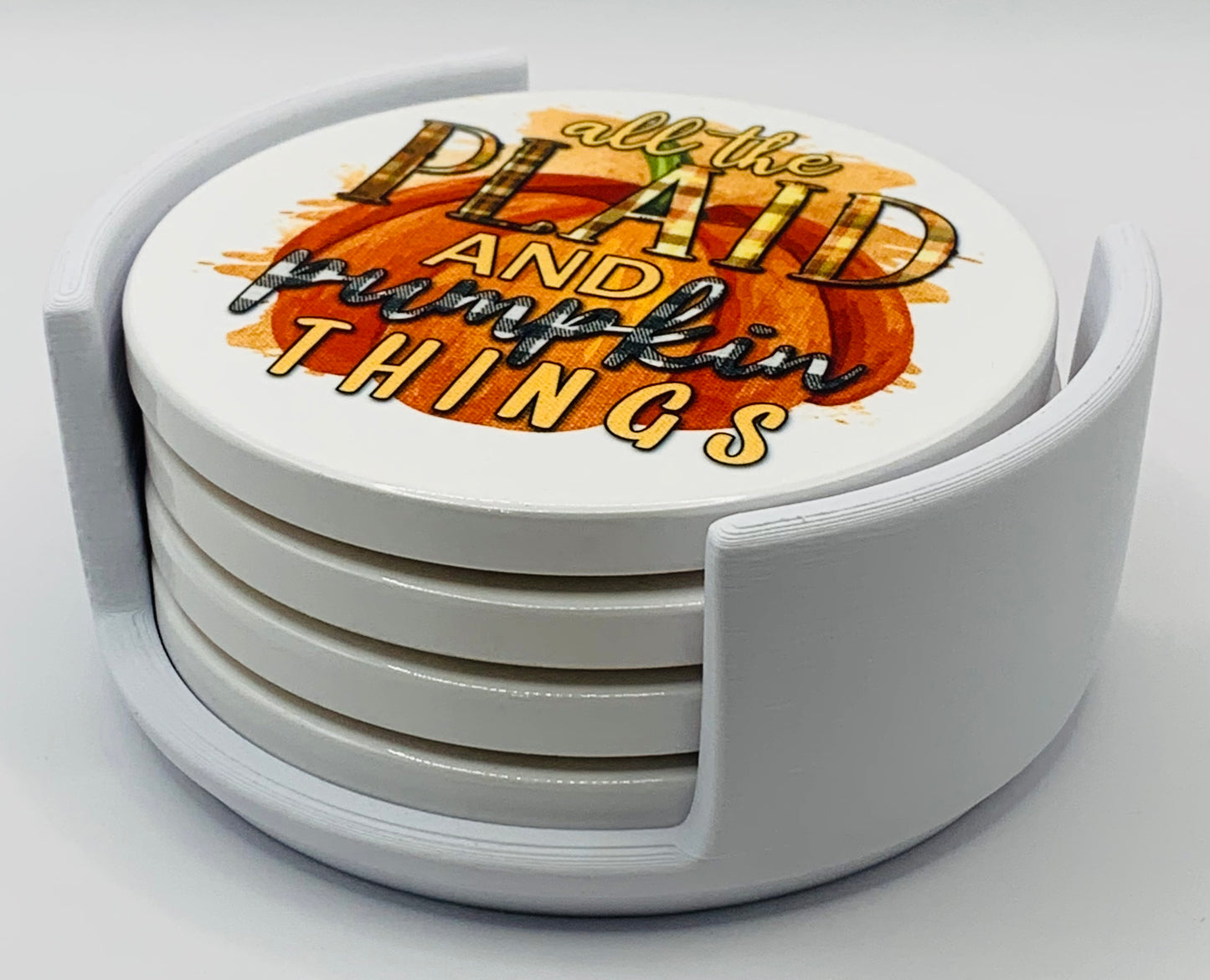 plaid/pumpkin white holder