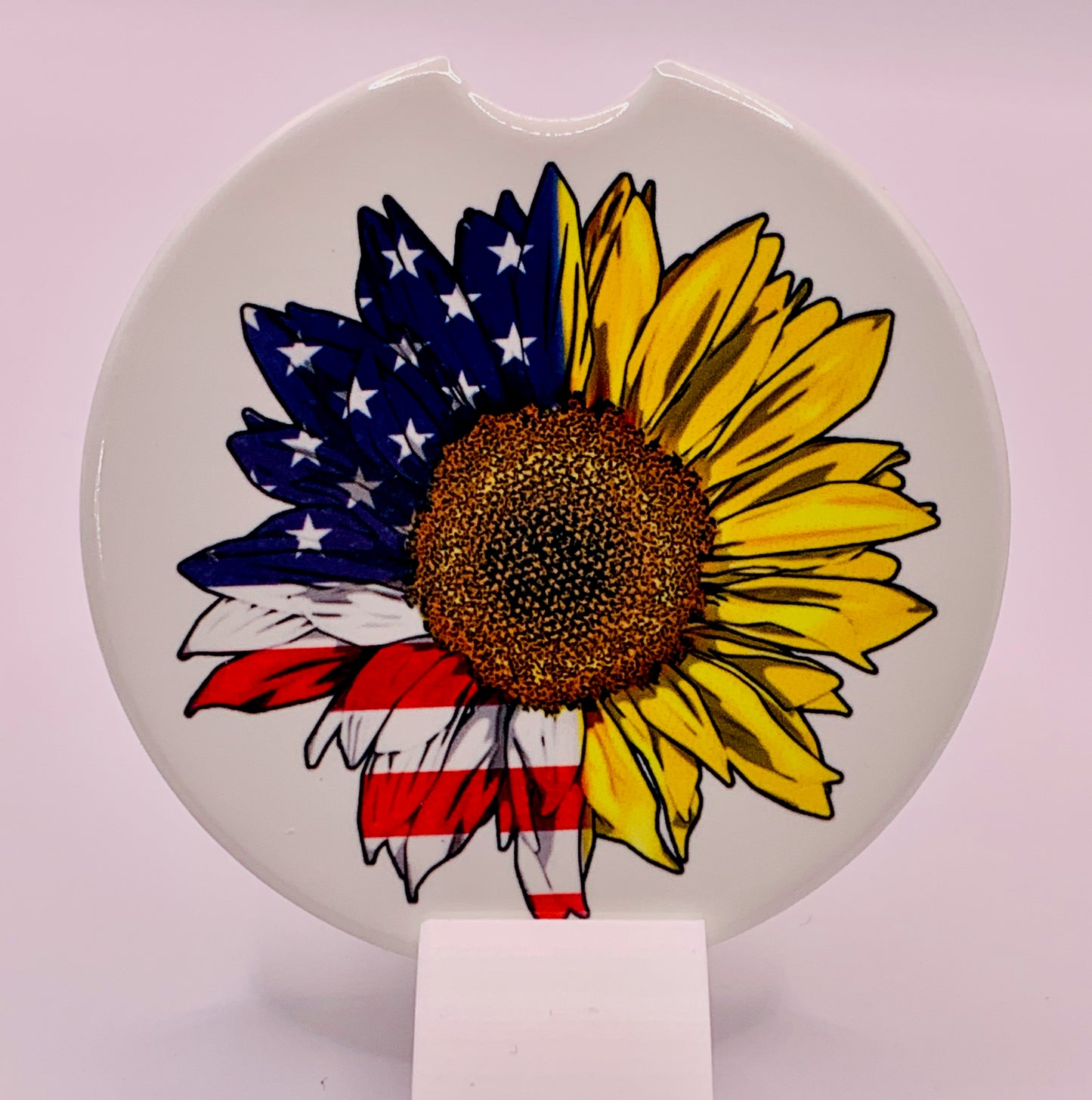 Flag and Sunflower Car Coaster