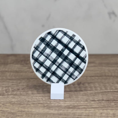 Black hash tag plaid coaster