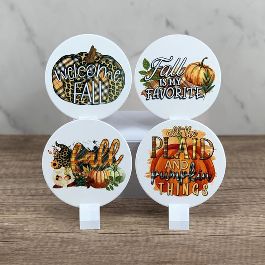 Fall themed assorted images coaster set