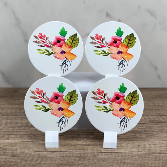 floral print coaster set