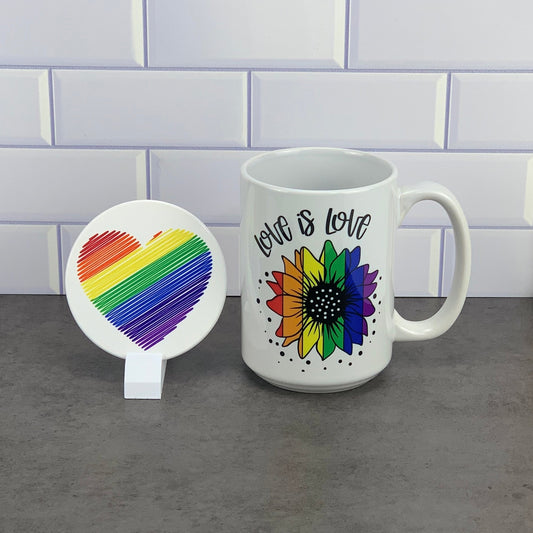 Love is love mug and coaster set