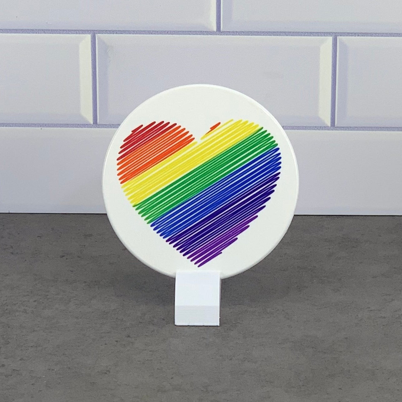 Rainbow heart coaster