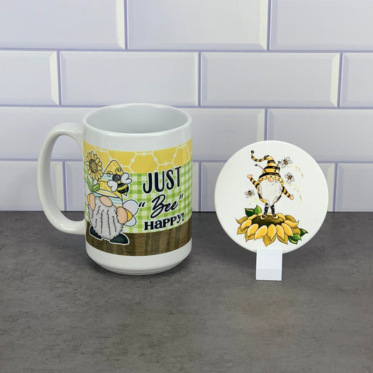 Just Bee happy mug and coaster set