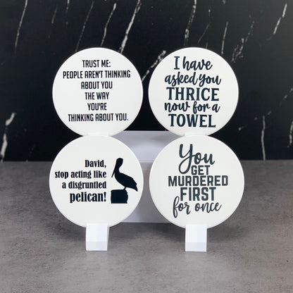 Schitt's creek assorted phrases coaster set