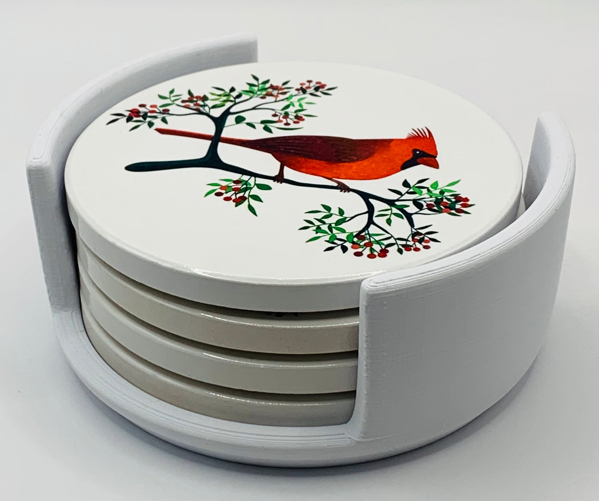 red cardinal white holder
