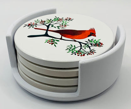 red cardinal white holder