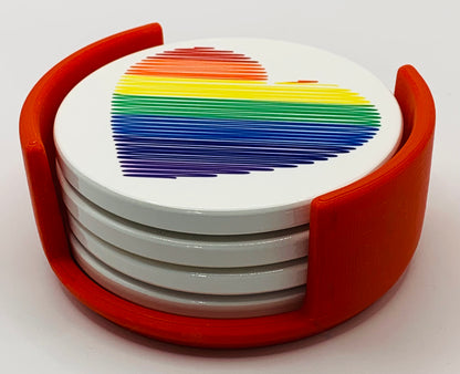 rainbow heart red holder