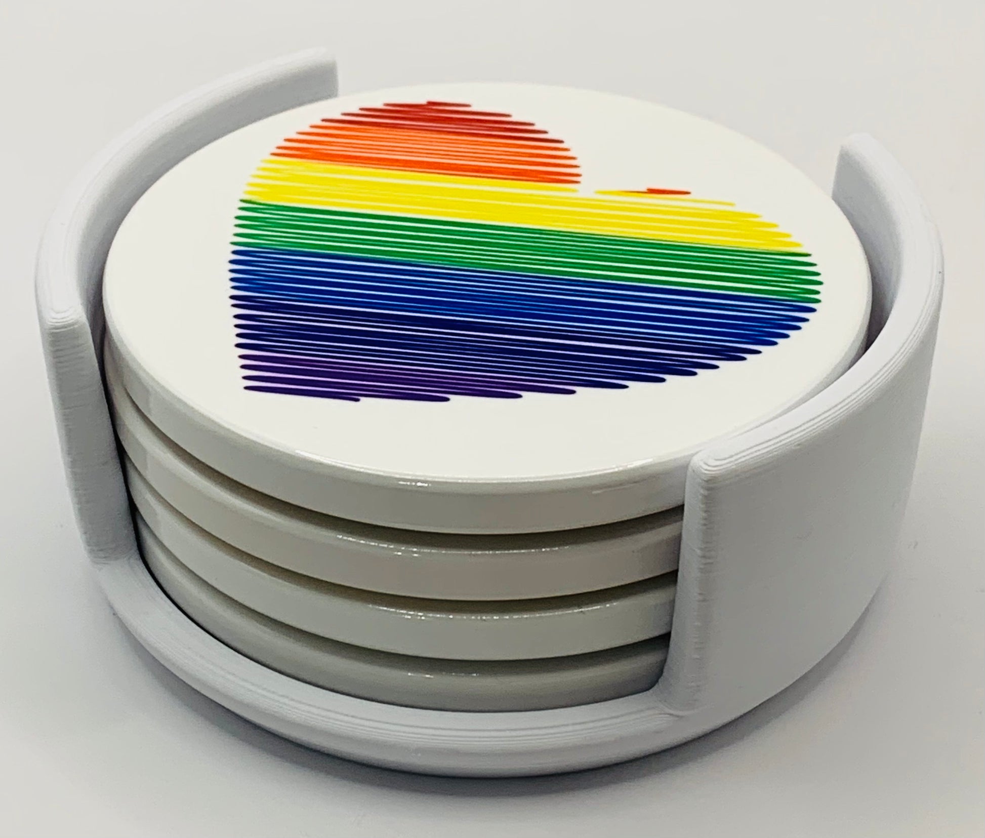 rainbow heart white holder