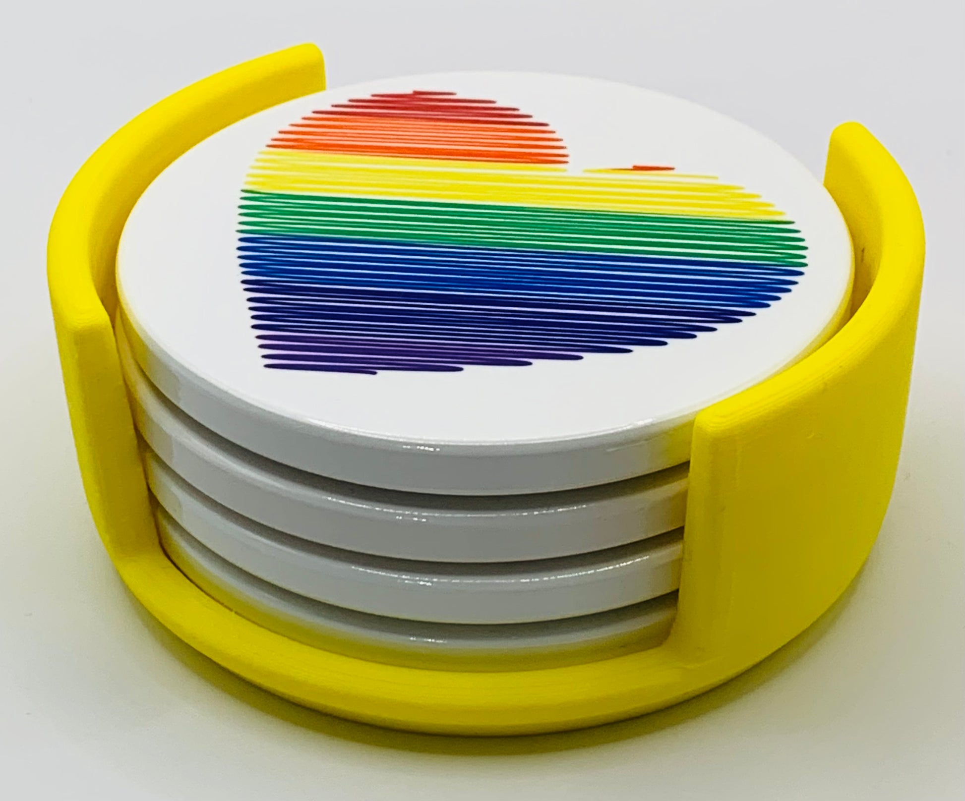rainbow heart yellow holder