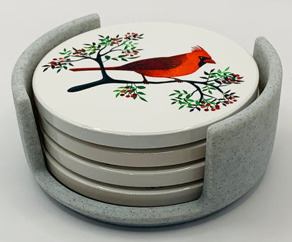 red cardinal stone holder