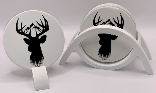 Deer head silhouette coaster set